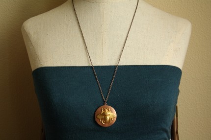 Vintage Bumble Bee and Copper Locket from Freshy Fig- Etsy